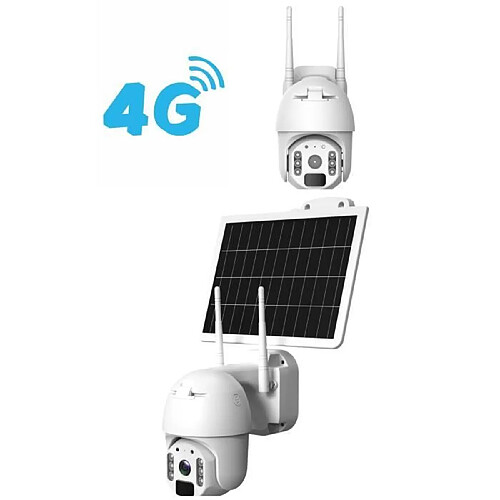 Optex CAMERA DOME MOTORISE SOLAIRE 4G FULL HD 1080p Blanc Vidéo Surveillance IP66 MICRO SD double antennes + Panneau solaire