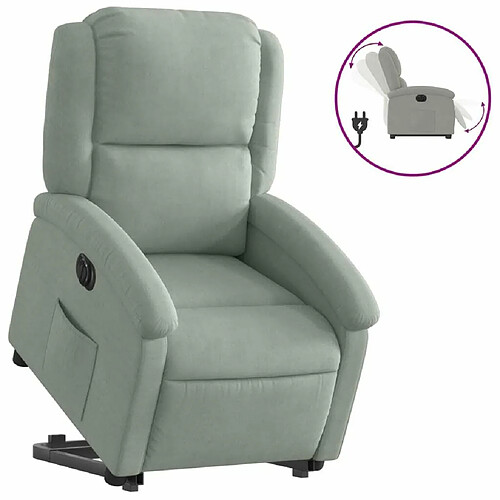 Maison Chic Fauteuil Relax pour salon, Fauteuil inclinable électrique gris clair velours -GKD48199