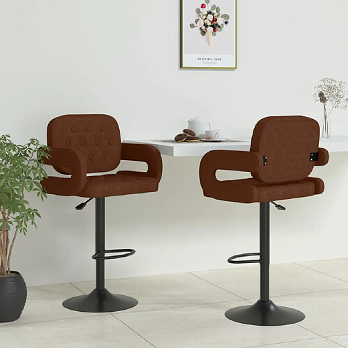 vidaXL Tabourets de bar lot de 2 marron tissu