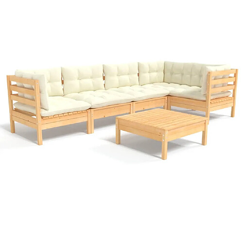 Maison Chic Salon de jardin 5 pcs + coussins - Mobilier/Meubles de jardin - Table et chaises d'extérieur crème Bois de pin -MN74080