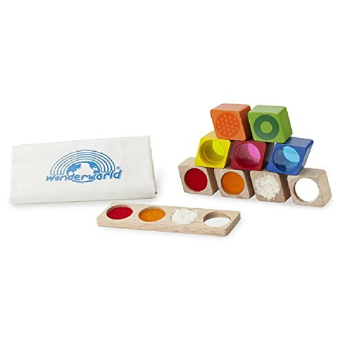 Wonderworld Wonder Sensory Block Toys - Promotes Development of Learning Vision Touch Hearing Colors 10 Piece Toy Set