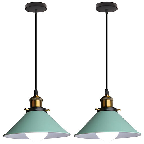 Stoex (2PCS) Lampe À Suspension Rétro Lustre Vintage Vert Ø22CM Plafonnier Industriel Lampes Suspendues Modernes Pour Restaurant Loft Cuisine Café E27