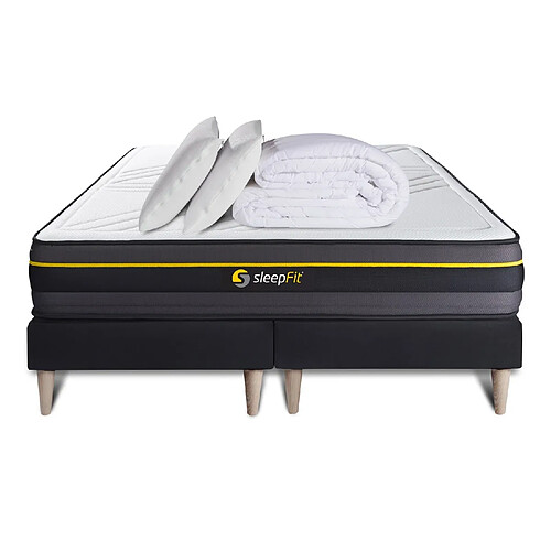 Sleepfit Pack matelas ACTIVE 180x200 + double sommiers noir 90x200 + Couette + 2 oreillers