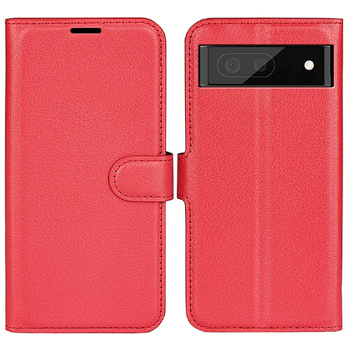 Etui en PU texture litchi, anti-rayures avec support, rouge pour votre Google Pixel 7 Pro