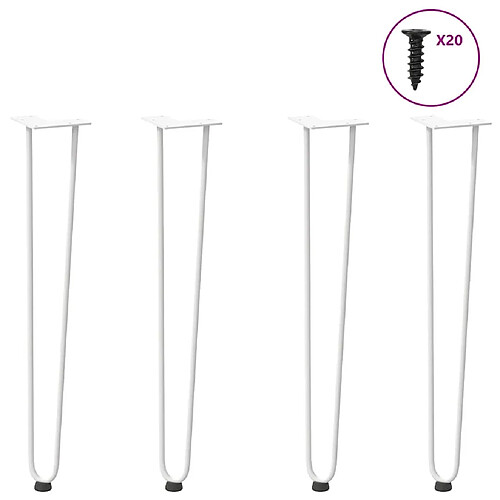 vidaXL Pieds de table en forme d'épingle à cheveux 4 pcs blanc 72 cm