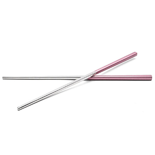 vhbw 1x paire de baguettes chopsticks en acier inoxydable - rose / argent