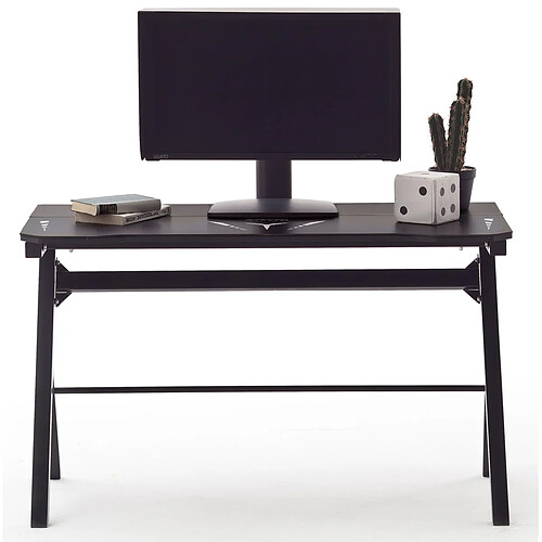 Pegane Bureau d'ordinateur / table de jeu coloris noir en métal + LED - Longueur 120 x Hauteur 73 x Profondeur 60 cm