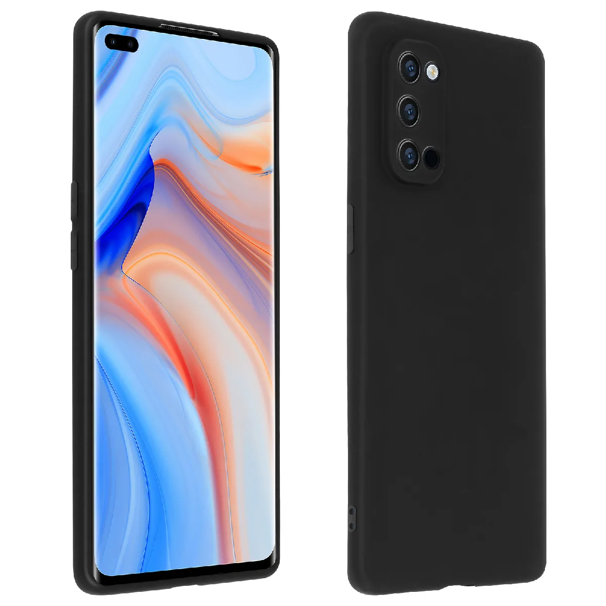 Avizar Coque Oppo Reno 4 Protection Silicone Gel Flexible Fine Légère Noir