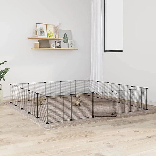 vidaXL Cage animaux de compagnie à 20 panneaux et porte Noir 35x35 cm