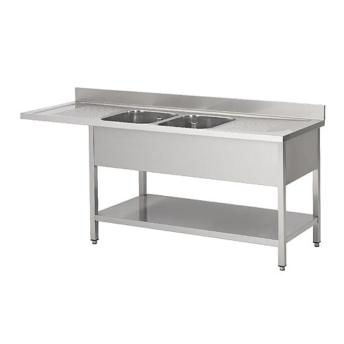 Plonge Inox Sous-Tablette Espace Lave-Vaisselle Gauche 2 Bacs Gamme 700 - Fabrinox