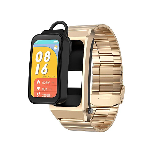 Yonis Montre Connectée Or 2 En 1 Écouteurs Bluetooth