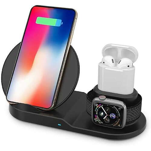 Chrono Station d'accueil pour chargeur sans fil 3 en 1, certifié Qi Max 10W Compatible avec iPhone 13/12/11/X/SE 2020 Series/Samsung Galaxy S21(+)/S20(+)/S10(+)/S9(+) Note 20 /10/9 AirPod iWatch,(noir)