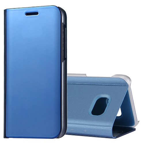 Wewoo Housse Étui bleu pour Samsung Galaxy A7 2017 / A720 galvanoplastie miroir horizontal en cuir avec support