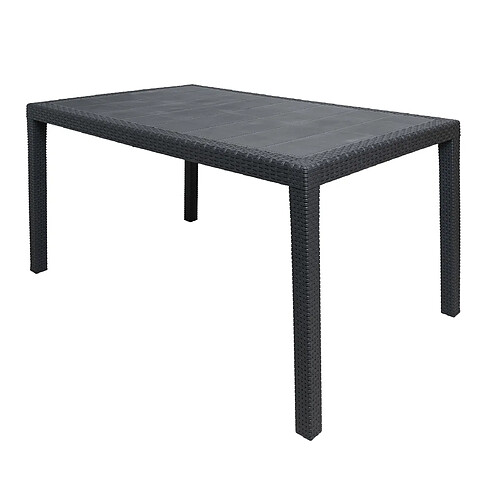 Alter Table d'extérieur rectangulaire, Structure en résine dure effet rotin, Made in Italy, 150 x 90 x 72 cm, Couleur anthracite