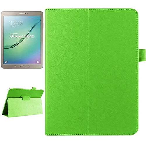 Wewoo Housse Étui vert pour Samsung Galaxy Tab S2 9.7 / T815 Litchi Texture Horizontal Flip couleur solide Smart Case en cuir avec deux pliage titulaire & Fonction Sleep / Wake-up