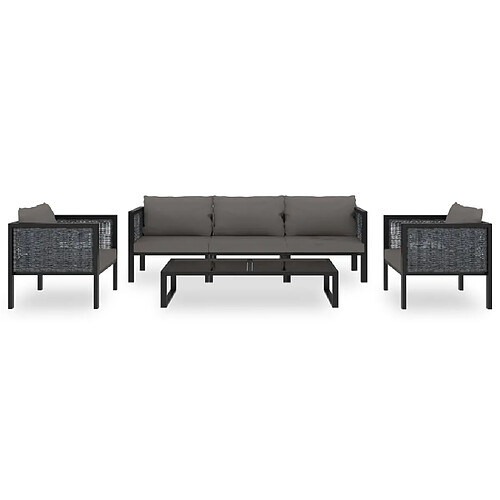 Maison Chic Salon de jardin 6 pcs + coussins - Mobilier/Meubles de jardin - Table et chaises d'extérieur Résine tressée Anthracite -MN99026