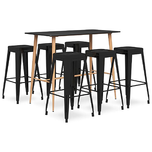 vidaXL Ensemble de bar 7 pcs Noir