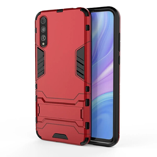 Wewoo Coque Pour Huawei Enjoy 10S Antichoc PC + TPU Housse de protection avec support invisible Rouge