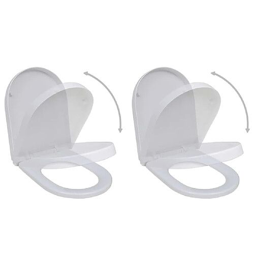 Helloshop26 Lot de deux sièges abattants WC avec couvercles plastique blanc 02_0002956