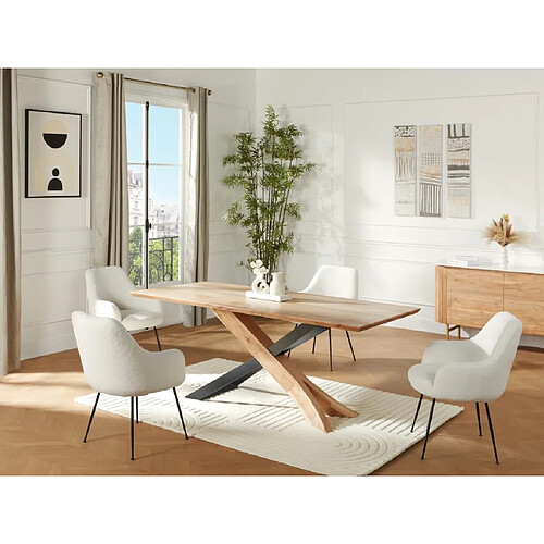 Vente-Unique Table à manger 8 personnes en bois d'acacia et métal noir - Naturel - DAMINO