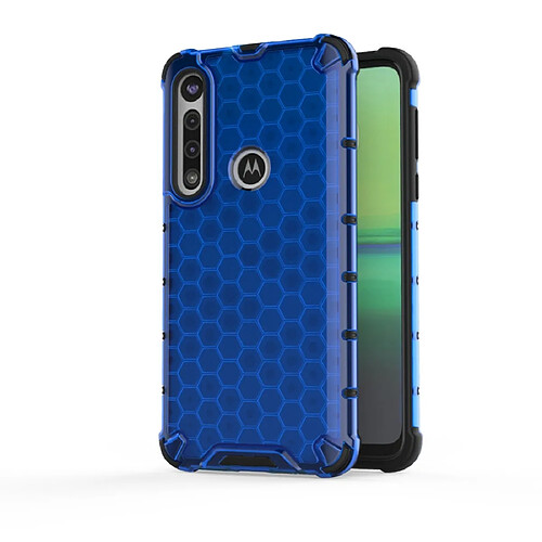 Wewoo Coque Pour Motorola Moto G8 Plus Shockproof Honeycomb PC + TPU Case Blue