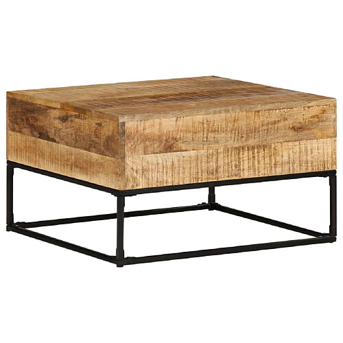 vidaXL Table basse 68x68x41 cm Bois de manguier brut