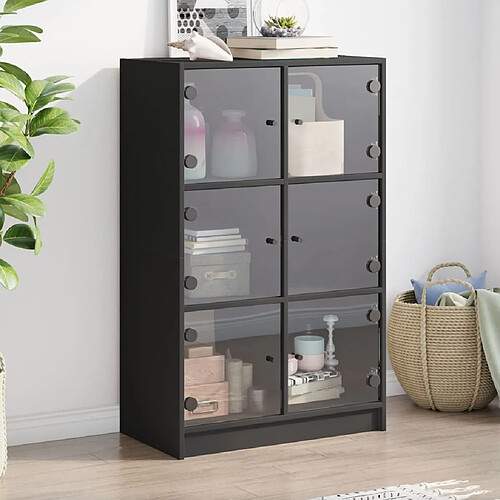 vidaXL Buffet haut avec portes noir 68x37x109 cm bois d'ingénierie