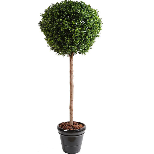 Pegane Plante artificielle haute gamme Spécial extérieur / Buis boule coloris vert - Dim : H.180 x D.80 cm