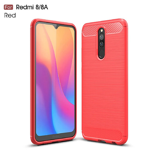 Wewoo Coque Souple Pour Xiaomi Redmi 8 Housse TPU en fibre de carbone brossée rouge