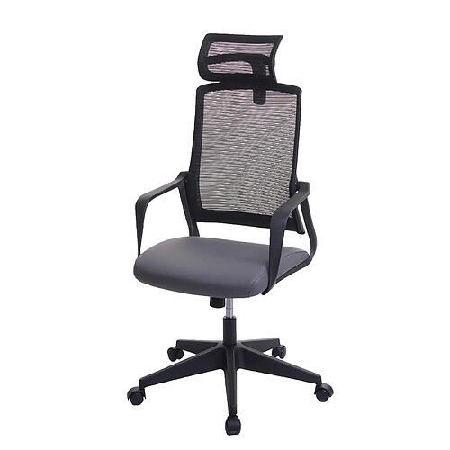 Decoshop26 Fauteuil de bureau ergonomique pivotante avec accoudoirs et dossier en tissu mesh gris 04_0001881