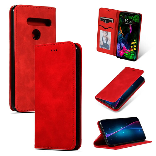 Wewoo Housse Coque Etui en cuir avec rabat horizontal magnétique Business Skin Feel pour LG G8 / LG G8 ThinQ rouge