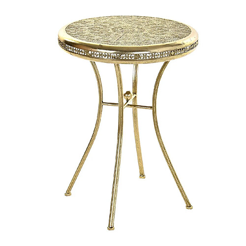 Pegane Table d'appoint ronde en métal coloris doré - diamètre 42 x hauteur 57 cm