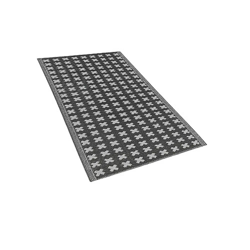 Beliani Tapis extérieur noir au motif croix blanches 90 x 180 cm ROHTAK