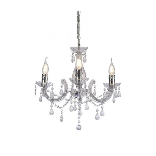 Luminaire Center Chandelier sans abats jours Floria Chrome poli 3 ampoules 53cm