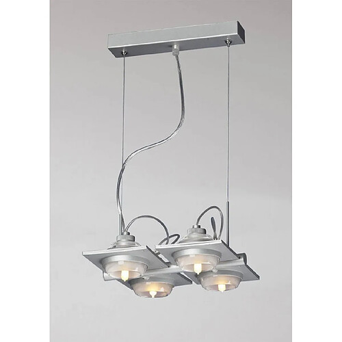 Luminaire Center Suspension Ull 4 Ampoules G9 gris argenté largeur 28 Cm