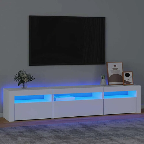 Maison Chic Meubles TV avec lumières LED - Banc TV pour salon Blanc 195x35x40 cm -MN42059