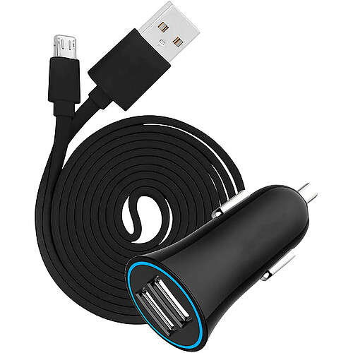 Chargeur de Voiture avec 2 Sorties USB et Câble Micro USB, 5V, 1,2 m, , Noir, Blaupunkt, BLP0207