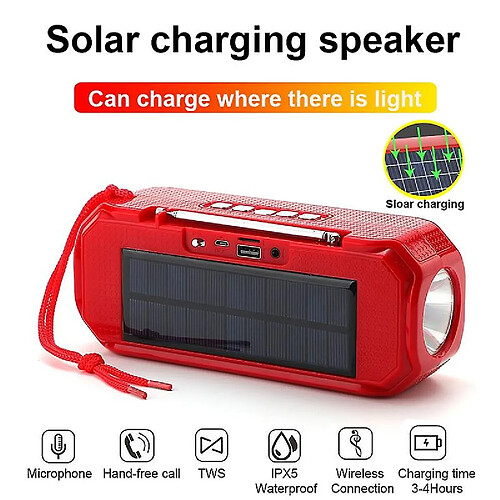 Universal Haut-parleurs de charge solaire Bluetooth en stéréo Stéréo Subwoofer Portable Boîte de musique extérieure avec lampe de poche FM Radio Altavoces