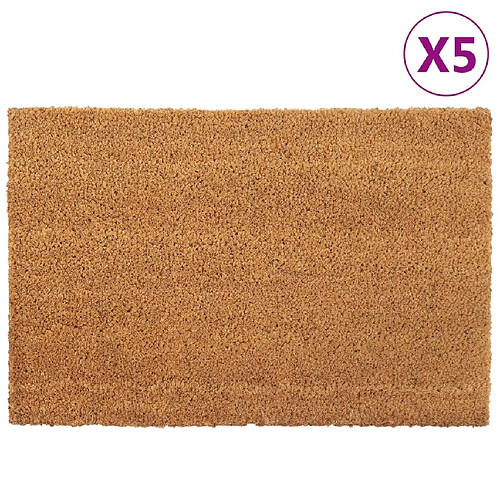 vidaXL Tapis de porte 5 pcs naturel 40x60 cm fibre de coco touffeté