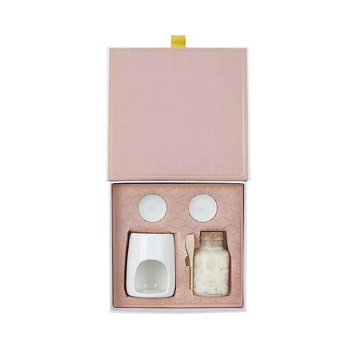 The Home Deco Factory Coffret brûle parfum avec cire parfumée senteur fleur de ceriser.