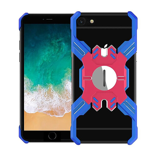 Wewoo Coque Rigide Pour iPhone 6 Plus / 6 Hero Series Housse de protection en métal antichute avec support Bleu Rouge