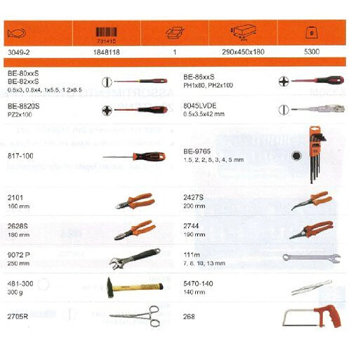 Naive Bahco LECTRICIEN-MALLETTE À OUTILS 28 PIÈCES POUR LECTRICIEN