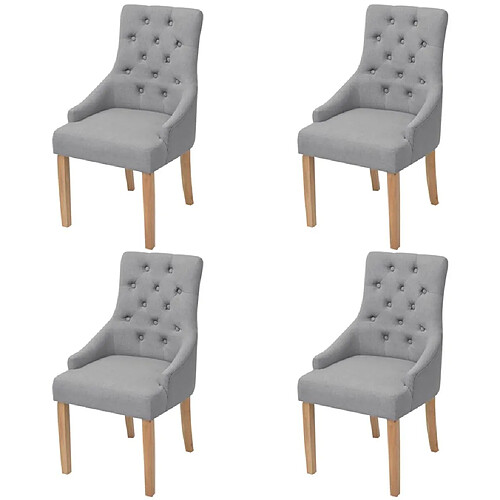 Decoshop26 Lot de 4 chaises de salle à manger design et confortable cuisine en tissu gris clair CDS021521