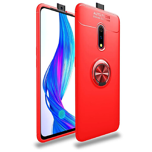 Wewoo Coque Souple Titulaire d'anneau en métal 360 degrés rotation TPU pour OPPO Realme X / K3 rouge + rouge