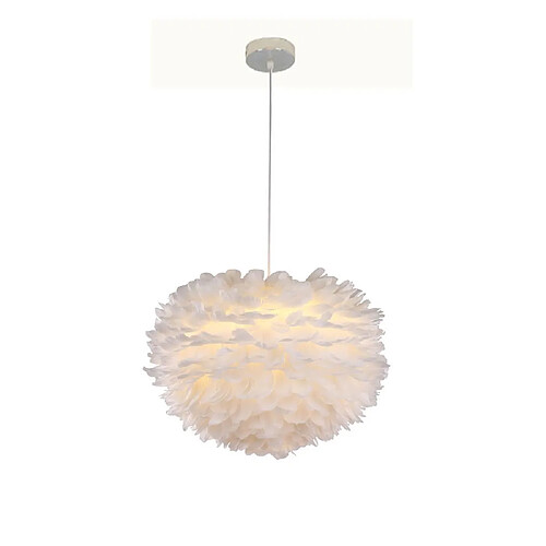 Stoex Lustre Suspension en Plumes Blanche 30CM E27 40W pour Chambre d’enfant, Salon, Décor