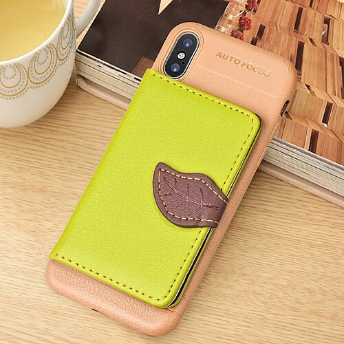 Wewoo Coque Housse en cuir magnétique pour iPhone X, avec fentes porte-cartes & porte-monnaie & cadre photo vert