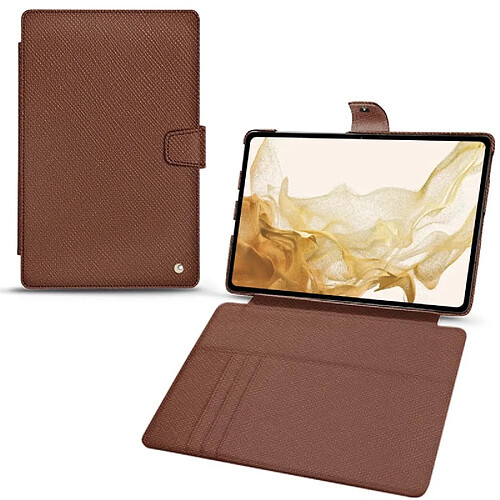 Housse cuir Samsung Galaxy Tab S8 - Rabat portefeuille - Marron délicat ( Pantone #95614d) - NOREVE