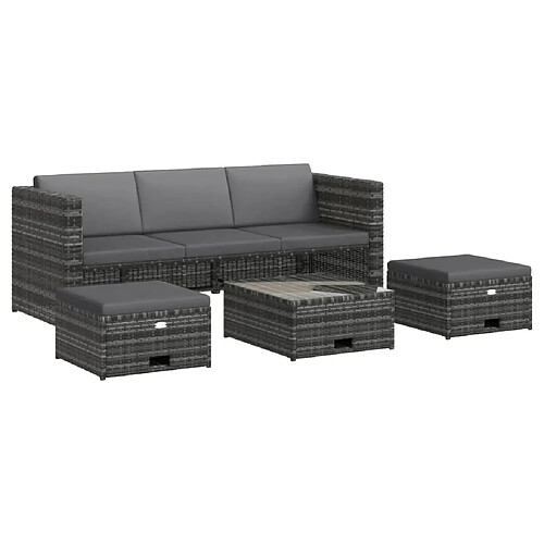 Maison Chic Salon de jardin 4 pcs + coussins - Mobilier/Meubles de jardin - Table et chaises d'extérieur Résine tressée Gris -MN28836