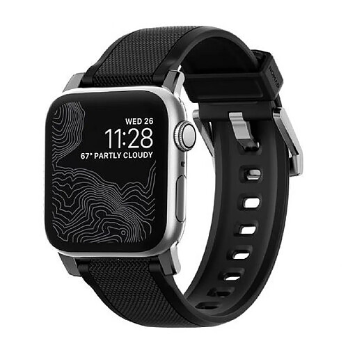 Nomad Bracelet pour Apple Watch 1-9/SE/ Ultra/Ultra 2 Noir / Argent