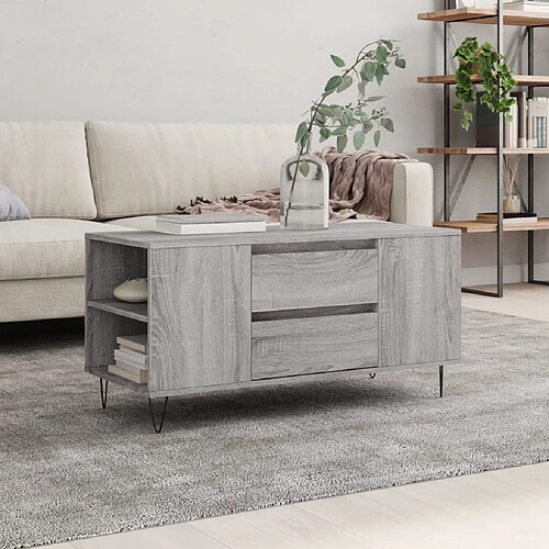 Maison Chic Tabls basse,Table Console pour salon sonoma gris 102x44,5x50 cm bois d'ingénierie -MN10081